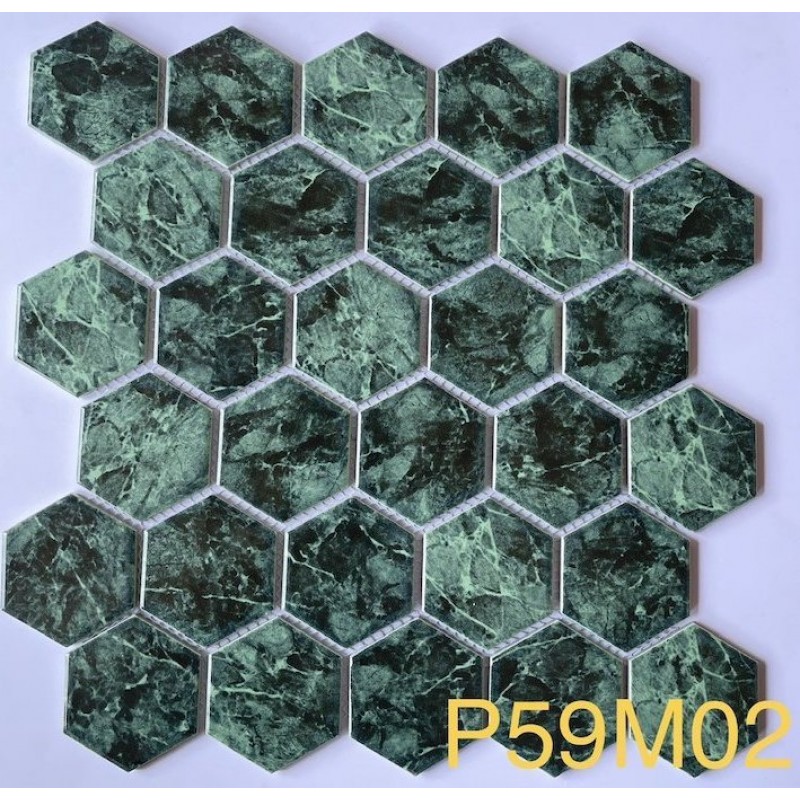 Gạch mosaic lục giác xanh rêu